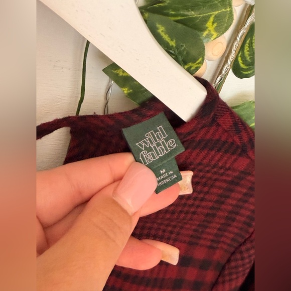 Wild Fable Maroon Checkered Babydoll Dress - Picture 6 of 8